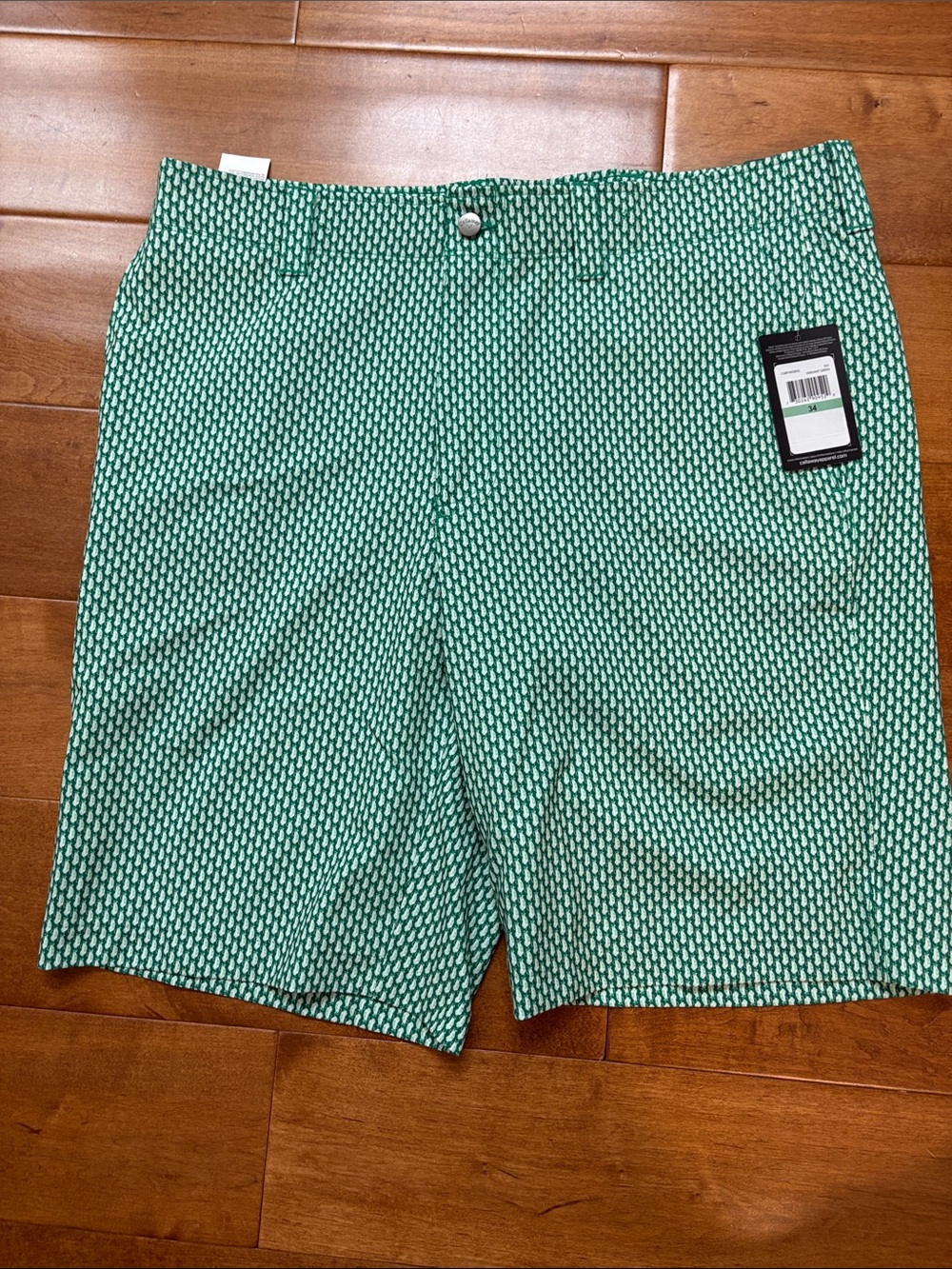 Callaway Green Geo-Print Men’s Flat Front Golf Shorts